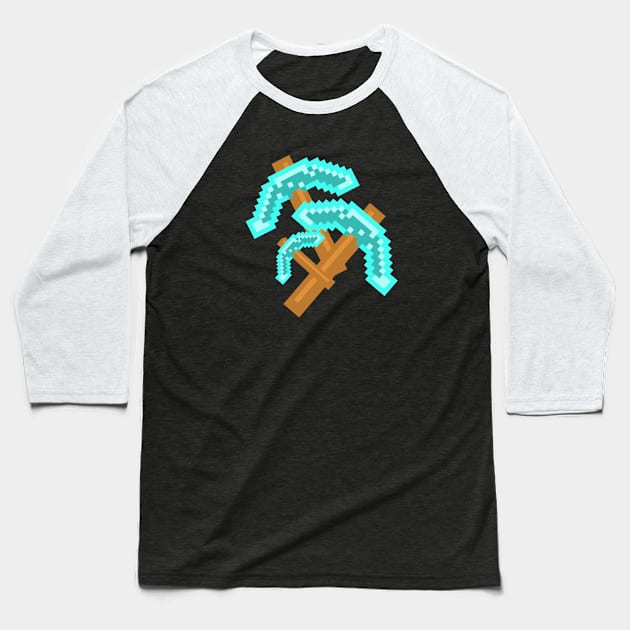 PICKAXE FOR MINER ON PIXEL ART Baseball T-Shirt by ASCORNION